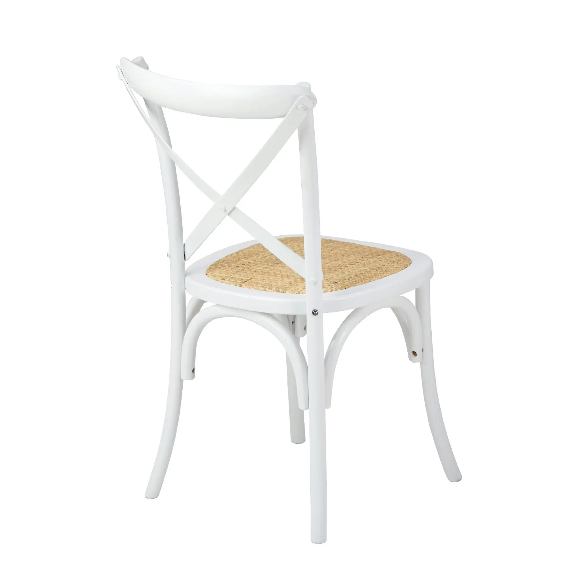 Oikiture 8PCS Crossback Dining Chair Solid Birch Timber Wood Ratan Seat White