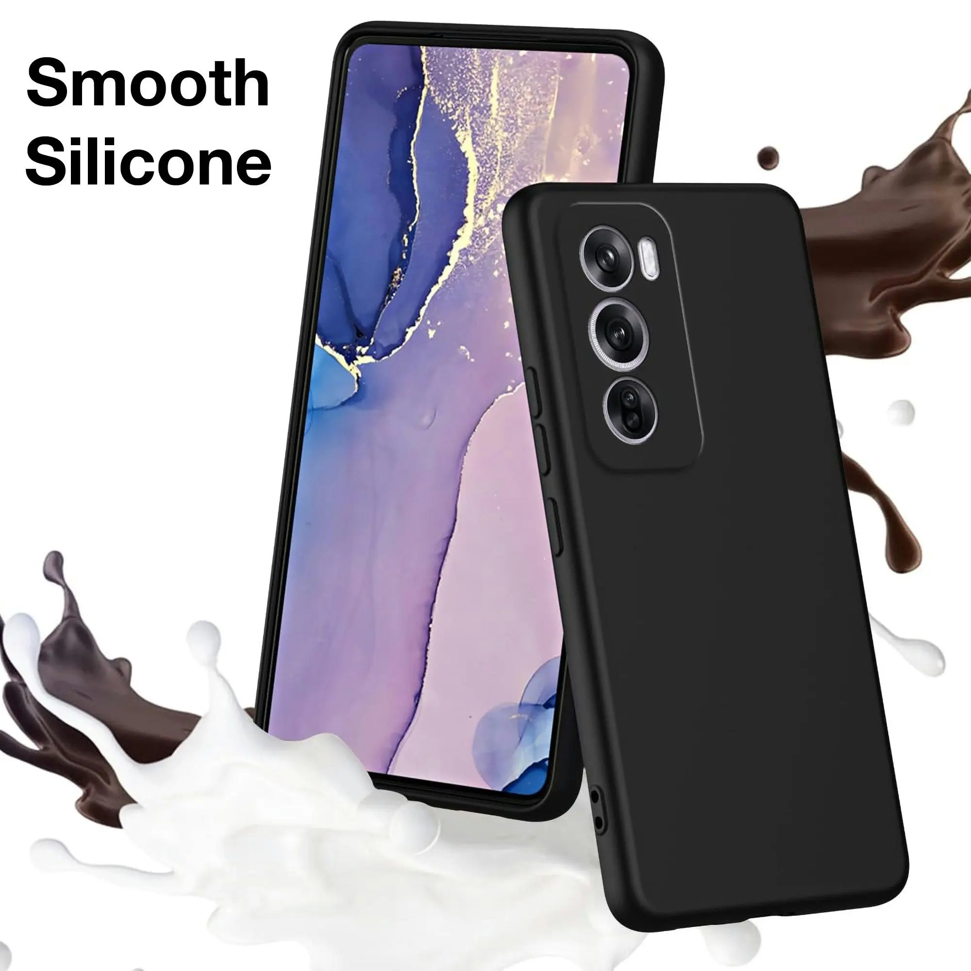 MEZON OPPO Reno12 5G Ultra Slim Black Premium TPU Gel Back Case – Shock Absorption (OPPO Reno12 5G, Gel Black)