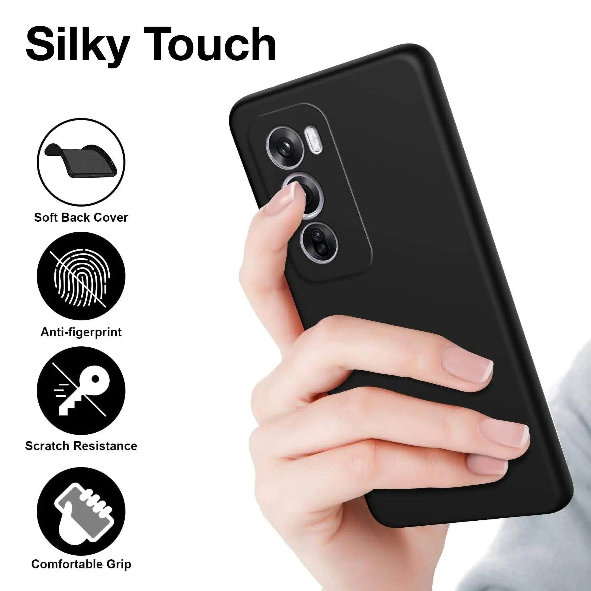 MEZON OPPO Reno12 5G Ultra Slim Black Premium TPU Gel Back Case – Shock Absorption (OPPO Reno12 5G, Gel Black)