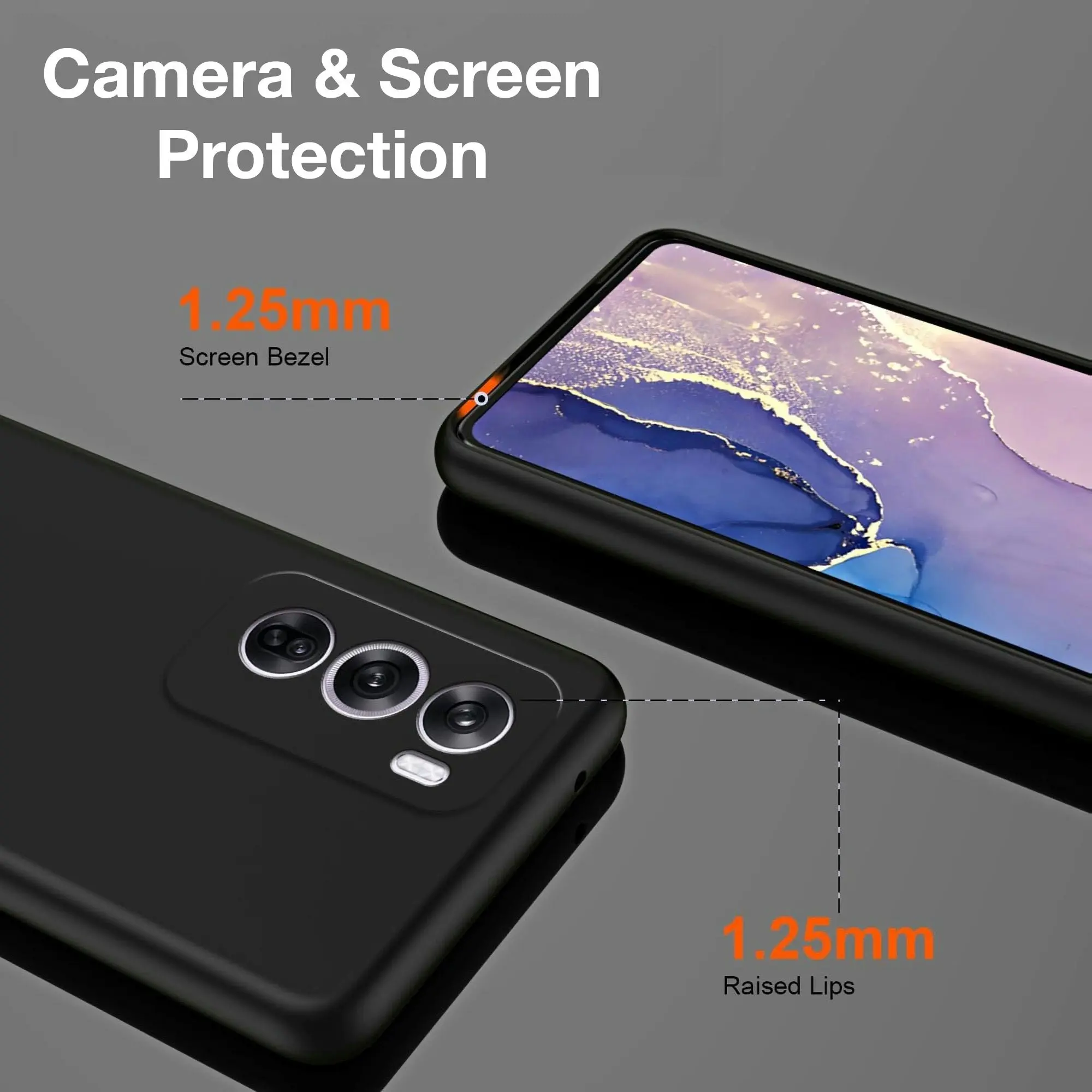 MEZON OPPO Reno12 Pro 5G Ultra Slim Black Premium TPU Gel Back Case – Shock Absorption (OPPO Reno12 Pro 5G, Gel Black)