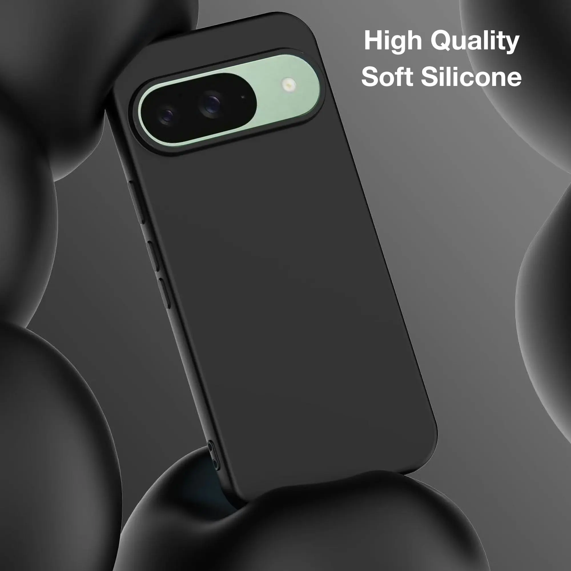 MEZON Google Pixel 9 Slim Black Premium TPU Gel Back Case – Shock Absorption (Pixel 9, Gel Black)