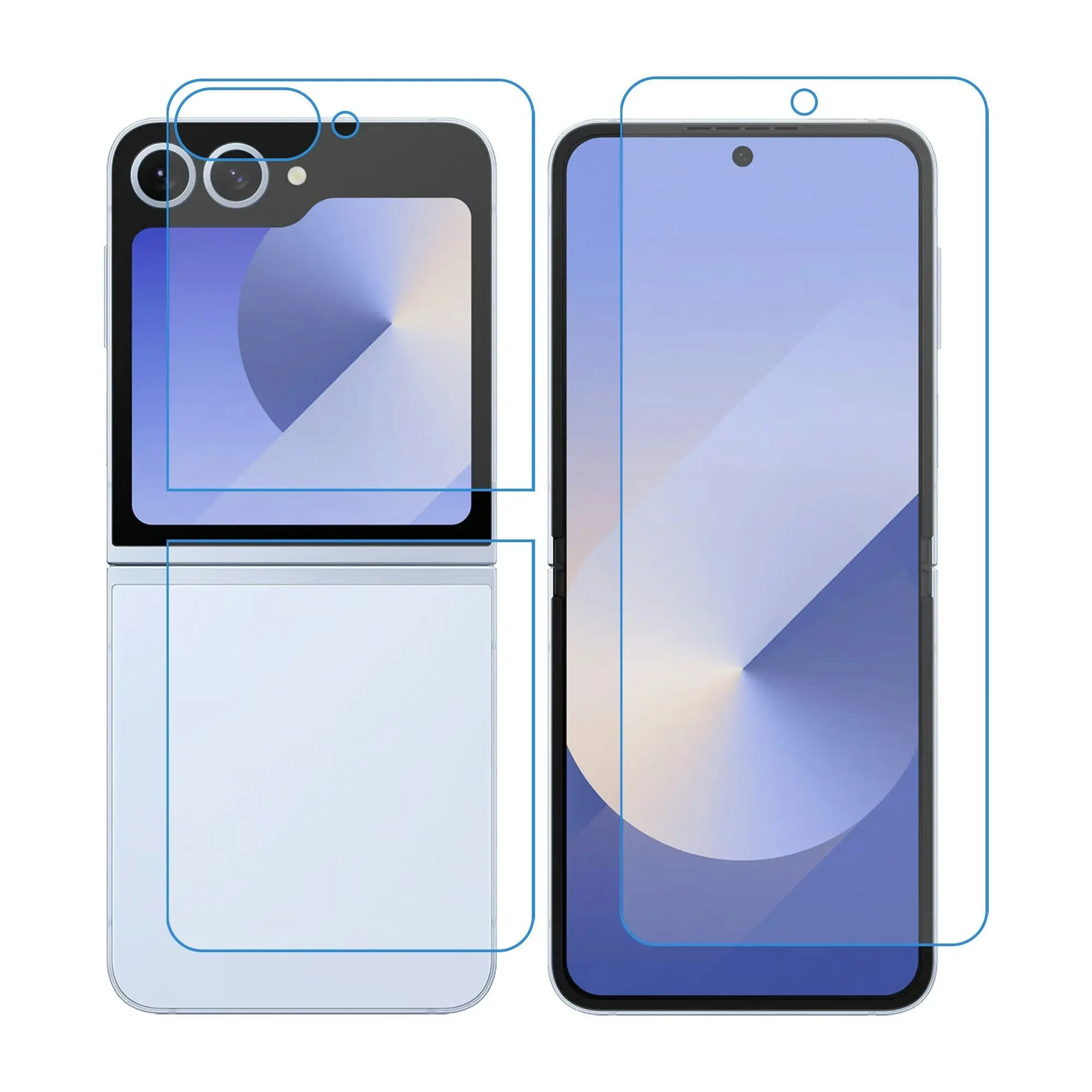 [3x in 1] MEZON Samsung Galaxy Z Flip6 Premium Hydrogel Clear Edge-to-Edge Full Coverage Screen Protector Fingerprint Film