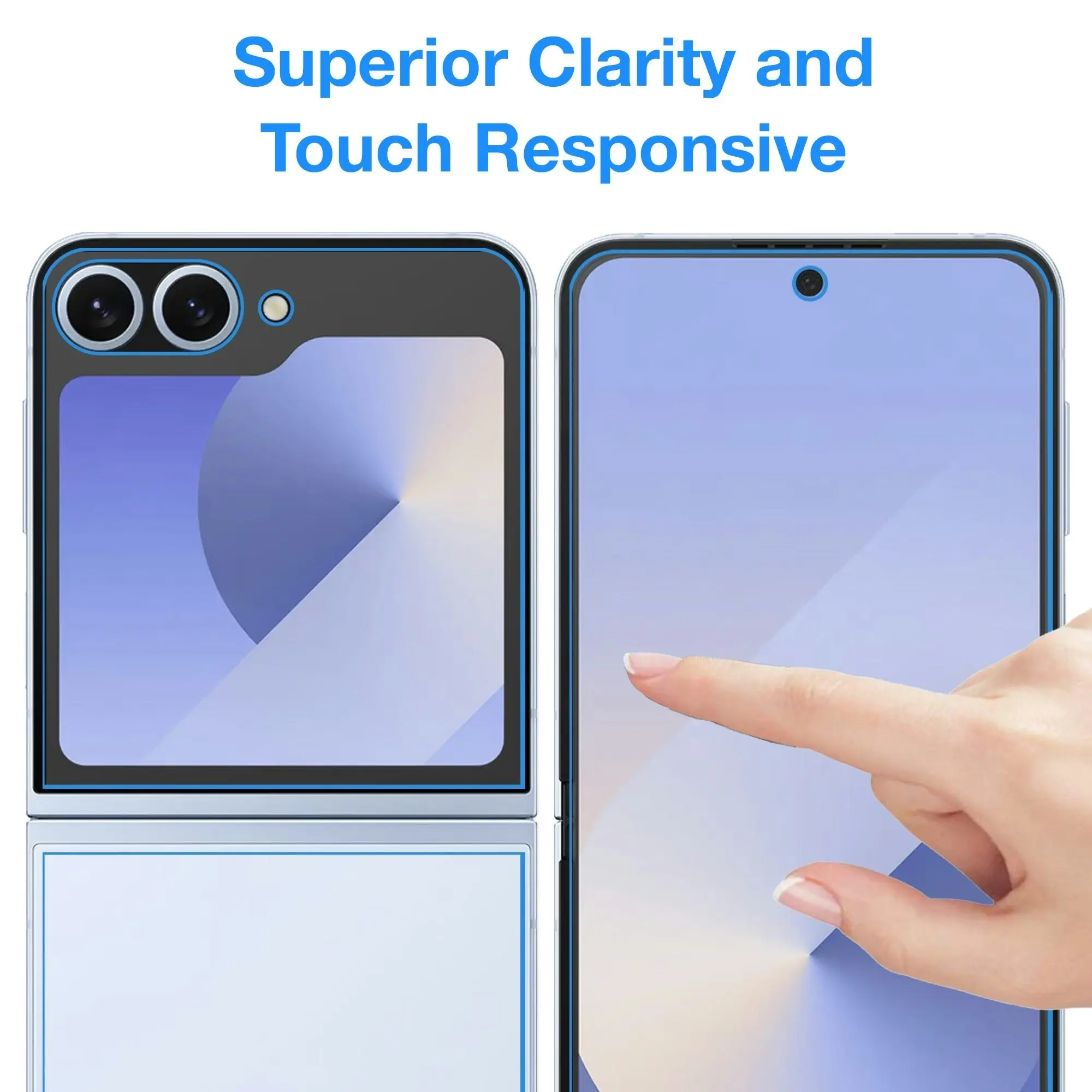 [3x in 1] MEZON Samsung Galaxy Z Flip6 Premium Hydrogel Clear Edge-to-Edge Full Coverage Screen Protector Fingerprint Film