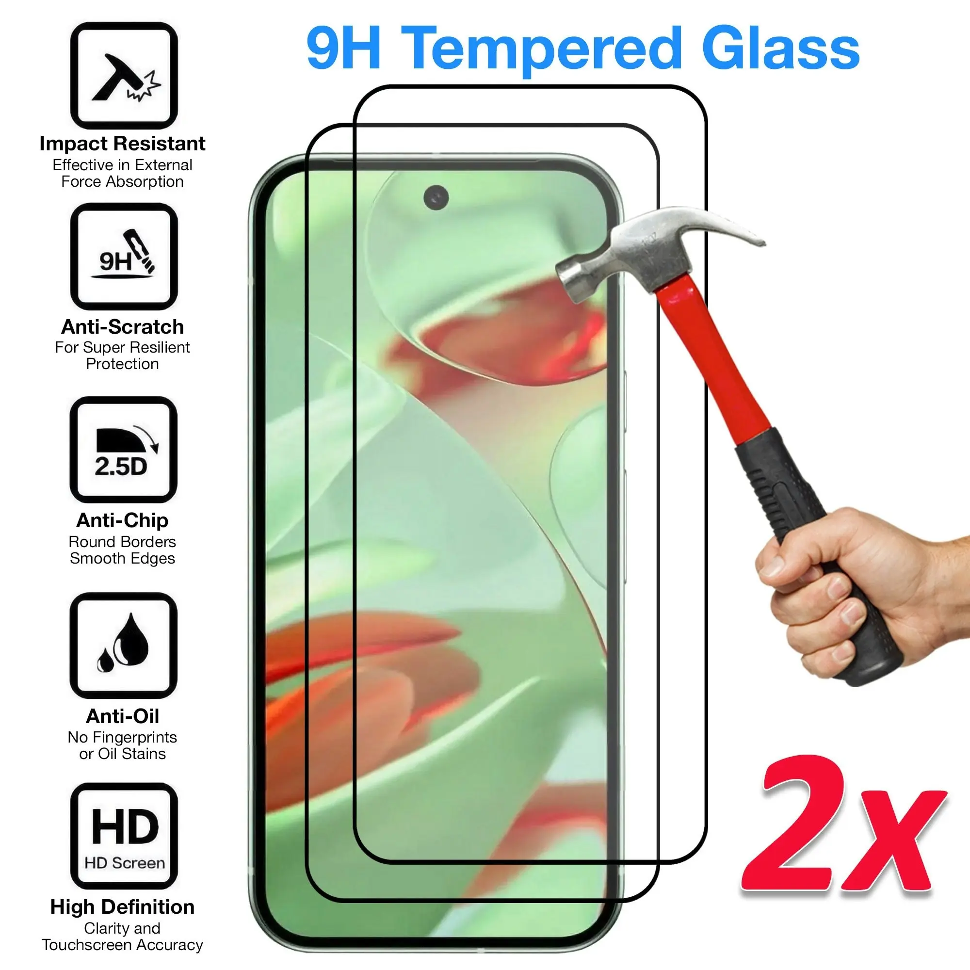 [2 Pack] MEZON Google Pixel 9 Tempered Glass Full Coverage Crystal Clear Premium 3D Edge 9H HD Screen Protectors