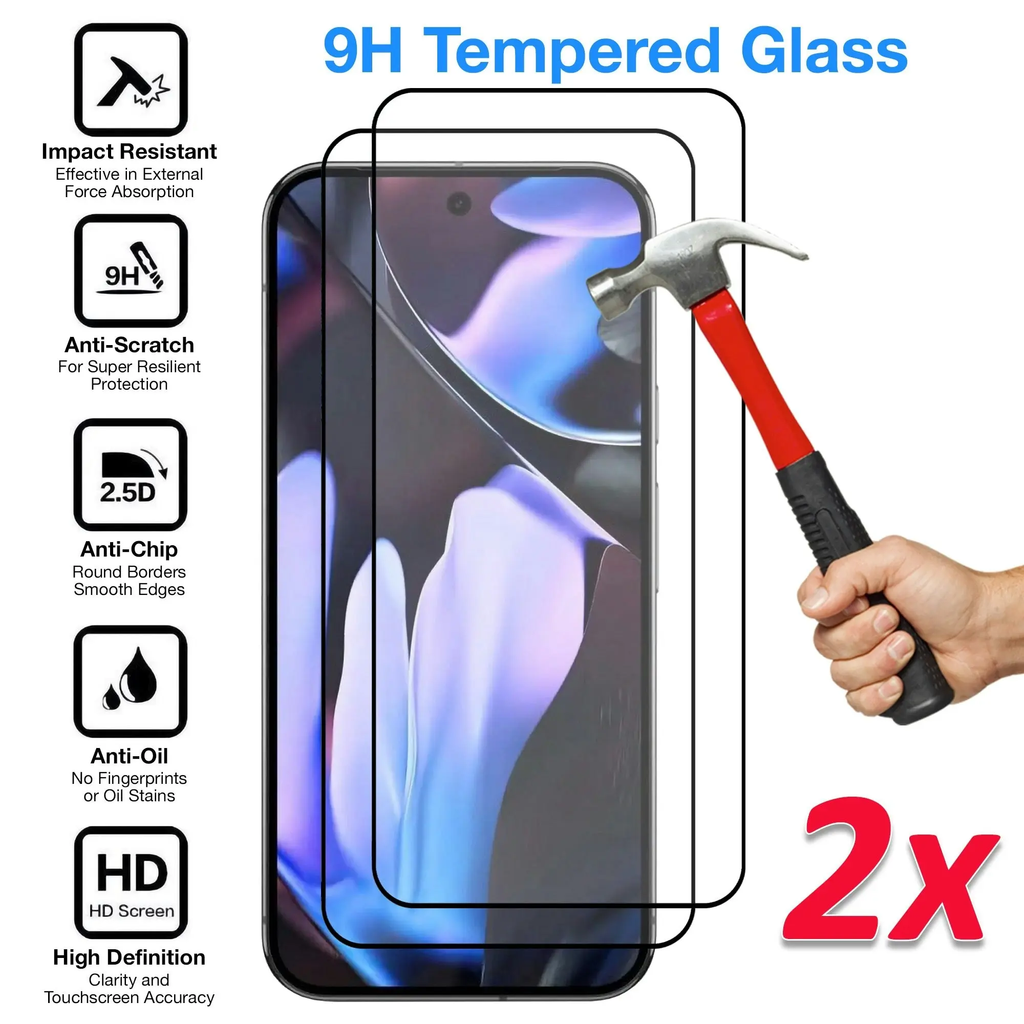 [2 Pack] MEZON Google Pixel 9 Pro XL Tempered Glass Full Coverage Crystal Clear Premium 3D Edge 9H HD Screen Protectors