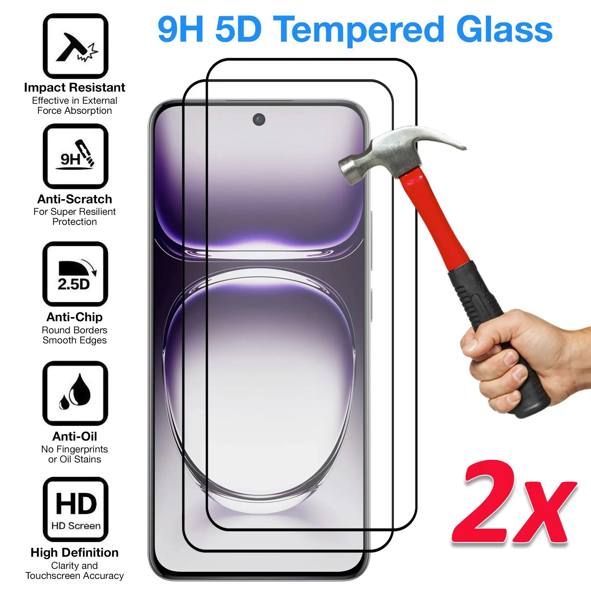 [2 Pack] MEZON Full Coverage Tempered Glass for OPPO Reno12 Pro 5G Crystal Clear Premium 9H HD Screen Protector (OPPO Reno12 Pro 5G, 9H Full)