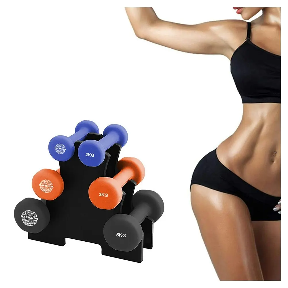 7pc Hacienda 2/3/5kg Weighted Dumbbell Set Gym Fitness Workout Exercise w/Rack