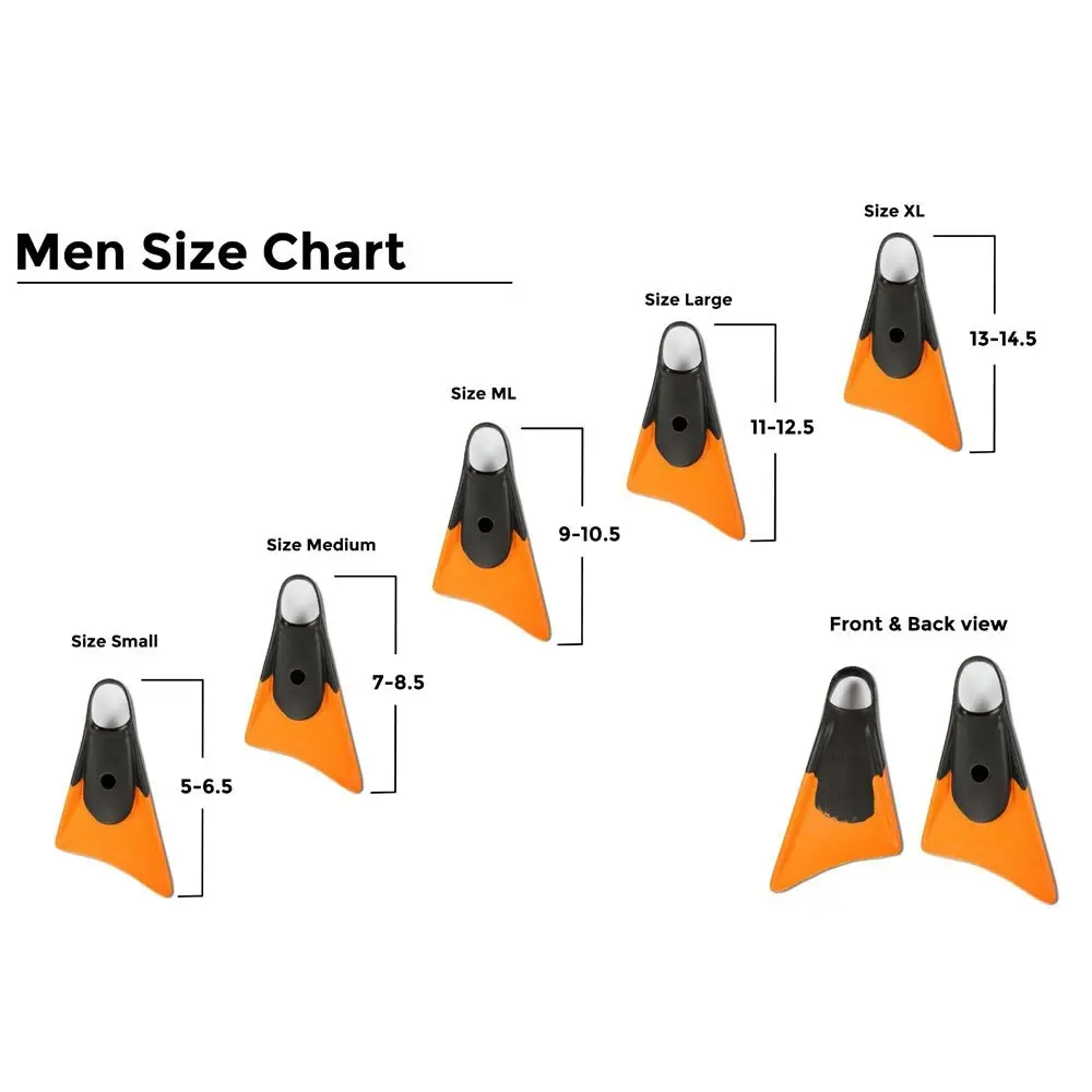 Makapuu Scuba Swimming Fin US 13-14.5 XL Rubber Training Flippers Black/Orange