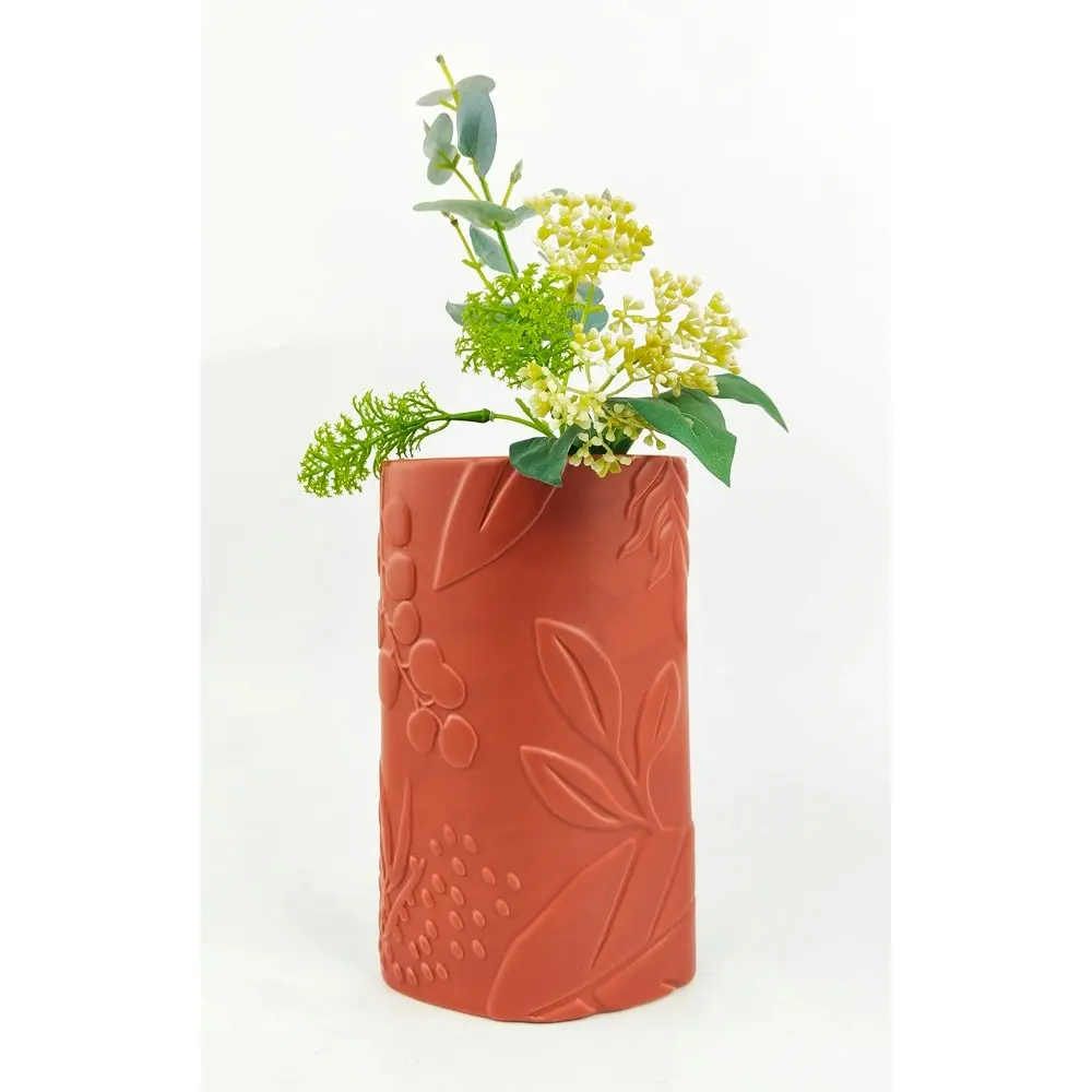 4x Urban Caprice Foliage 20cm Ceramic Plant/Flower Vase Display Pot Medium Berry