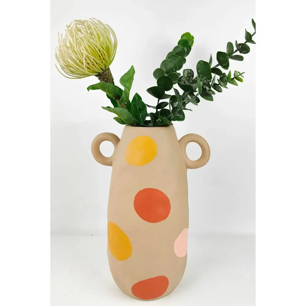 Urban Margot Tall 28cm Ceramic Plant/Flower Vase Display Pot Medium Sand/Boho