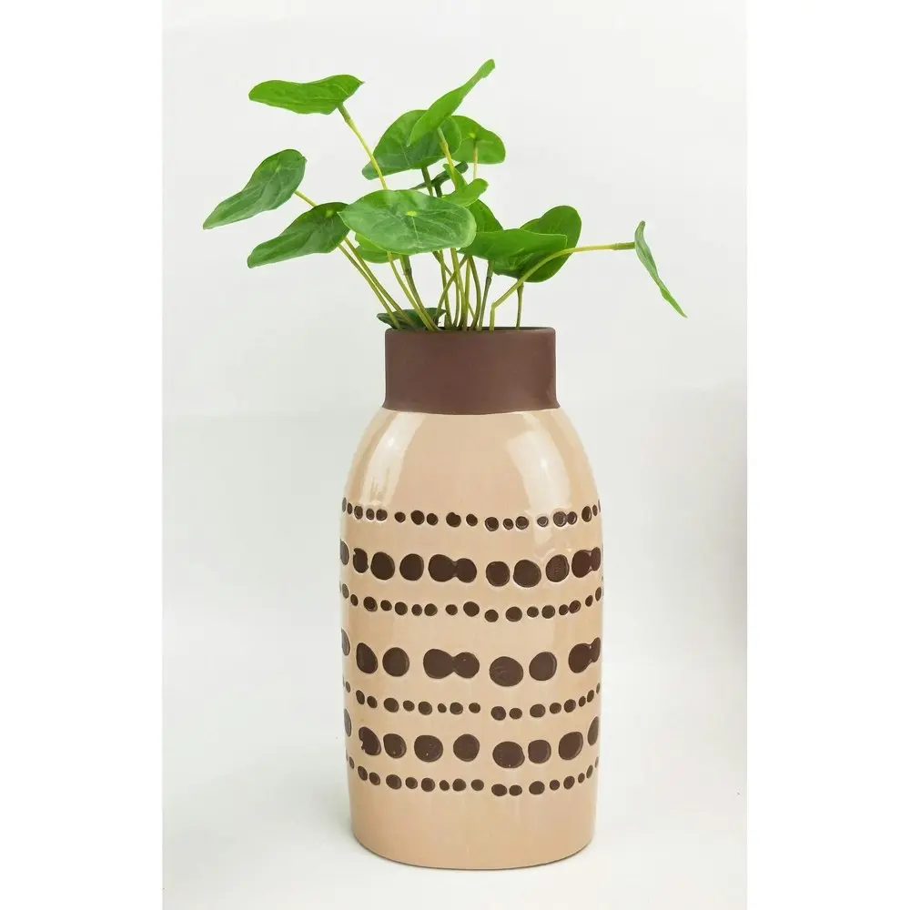 2x Urban Remy 26cm Ceramic Plant/Flower Vase Home Decor Display Pot Medium Mocha