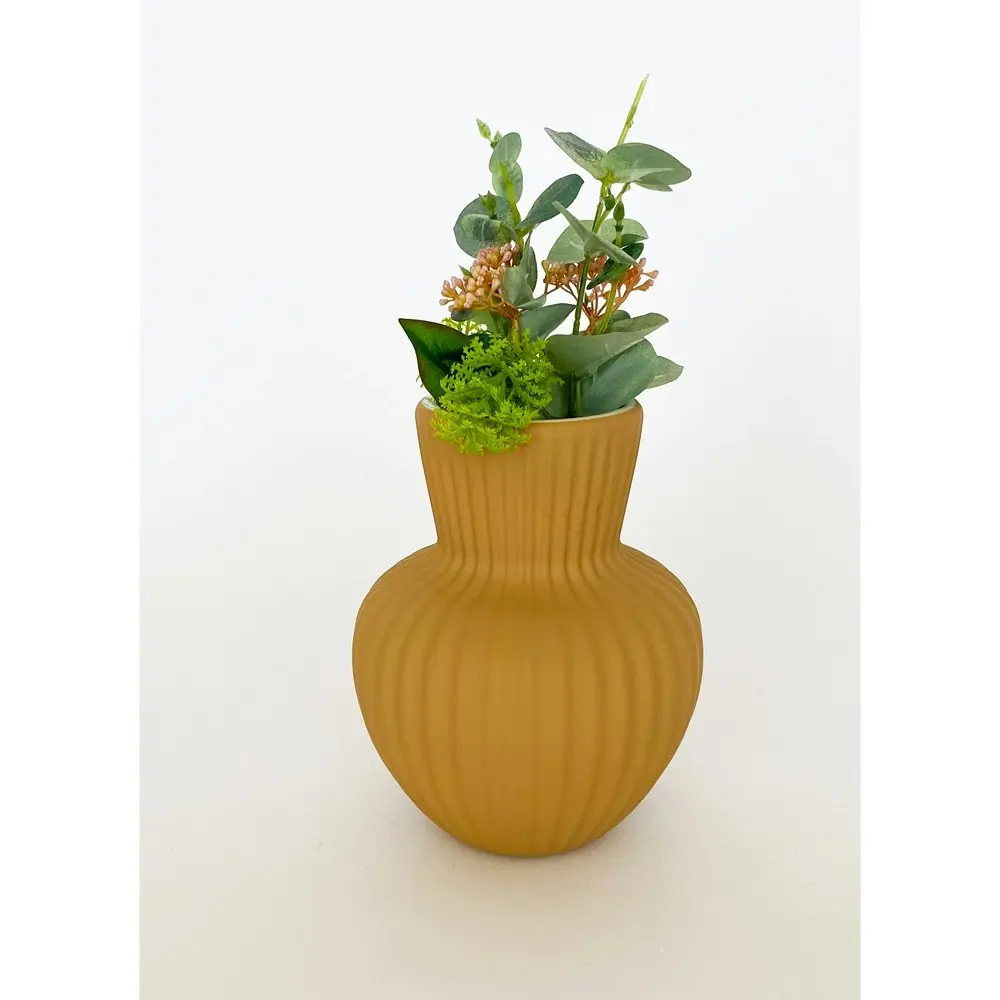 2x Urban Brooklyn 17cm Ceramic Plant/Flower Vase Home Display Pot Medium Mustard