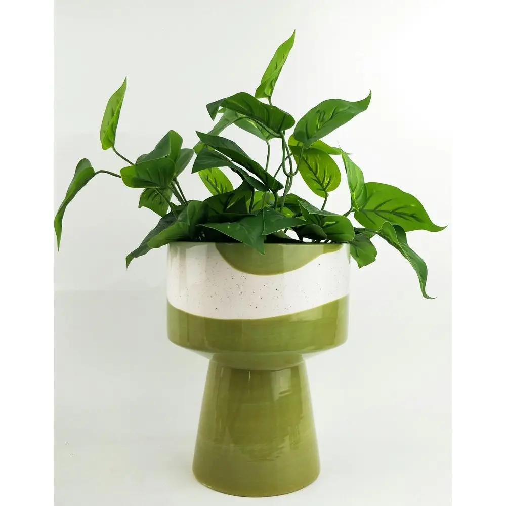 Urban Avery 24cm Ceramic Dot Vase Plant Holder Tabletop Indoor Home Decor Olive