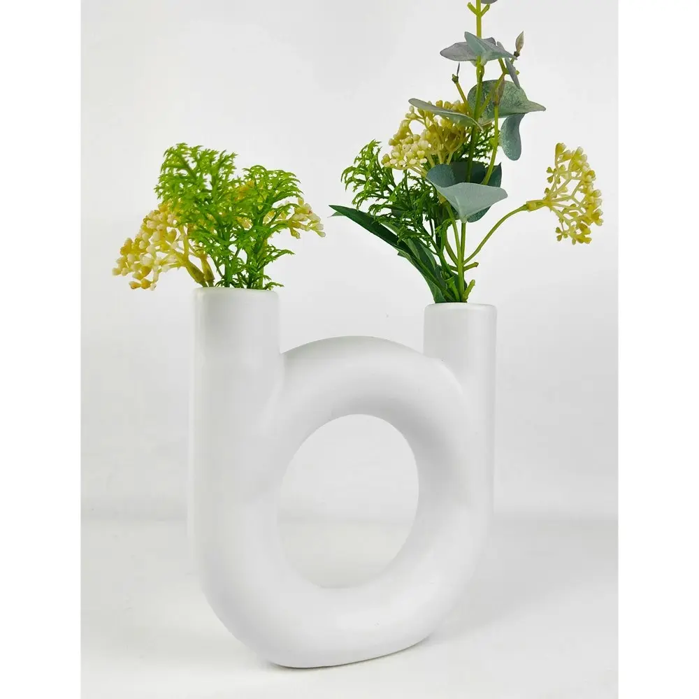 2x Urban Amira Ceramic Double Vessel Flower Holder Pot/Vase Home Display White