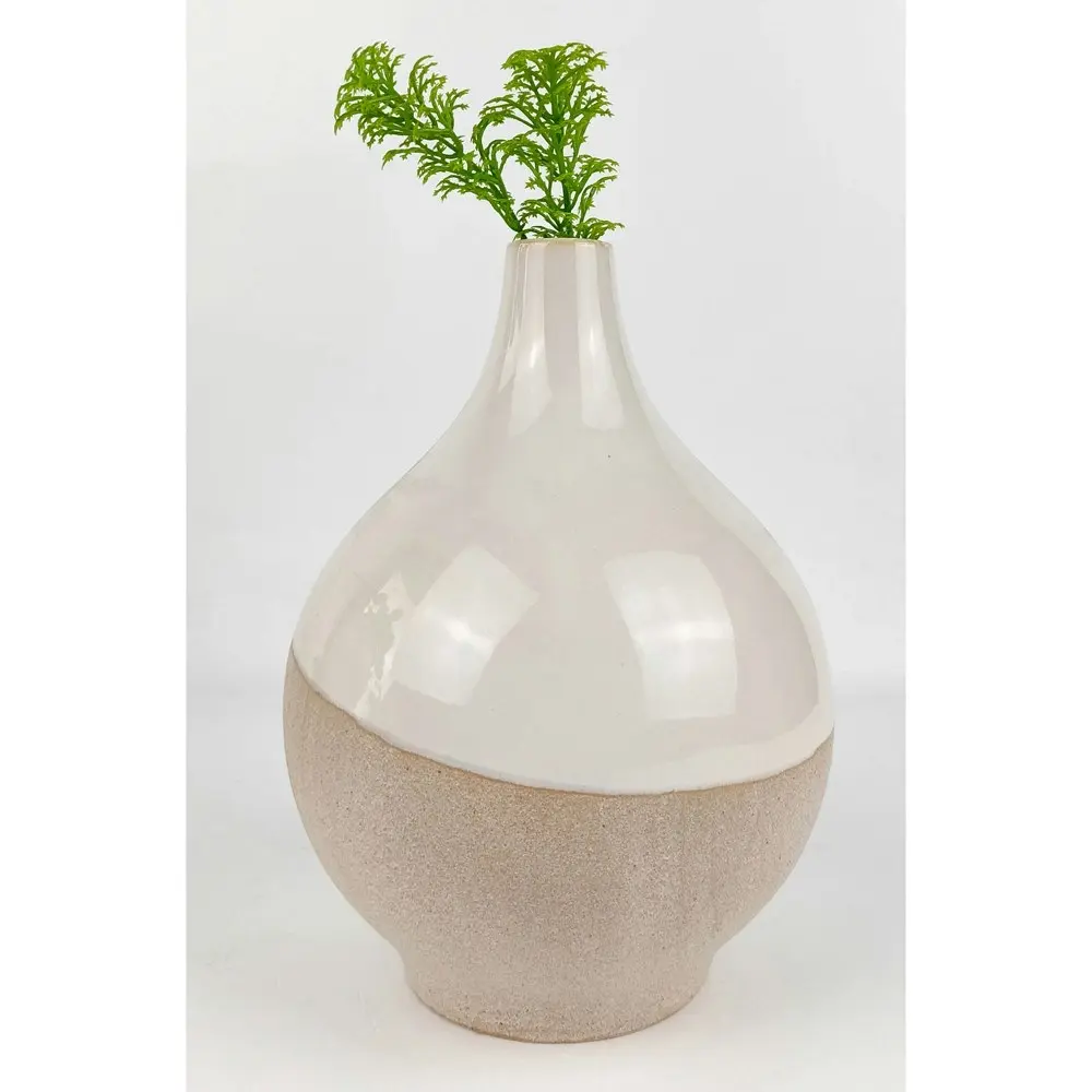 Urban Preston 20cm Ceramic Flower Vase Medium Decorative Display White/Beige