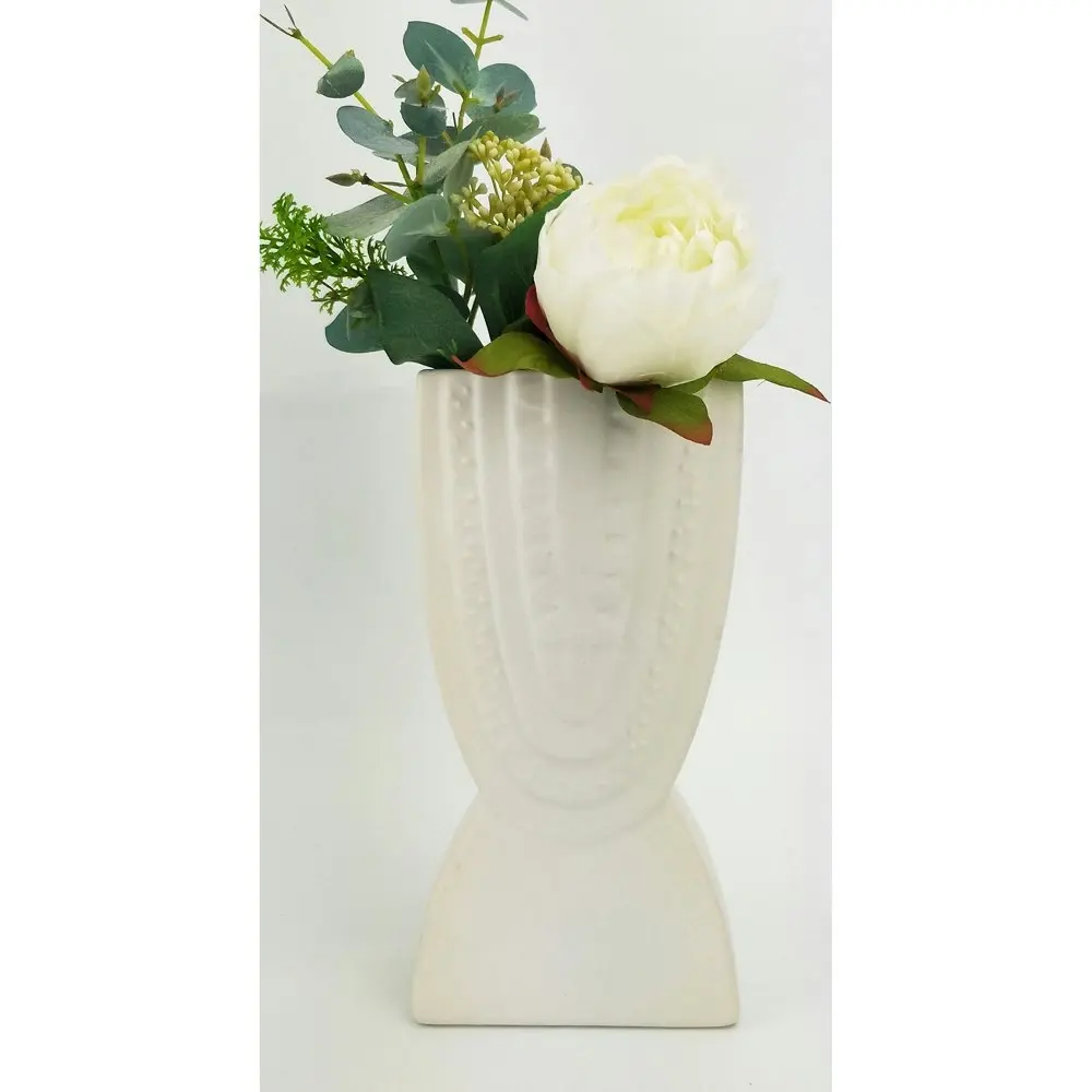 2x Urban Addie Rainbow 22cm Ceramic Plant/Flower Vase Home Display Pot MED White