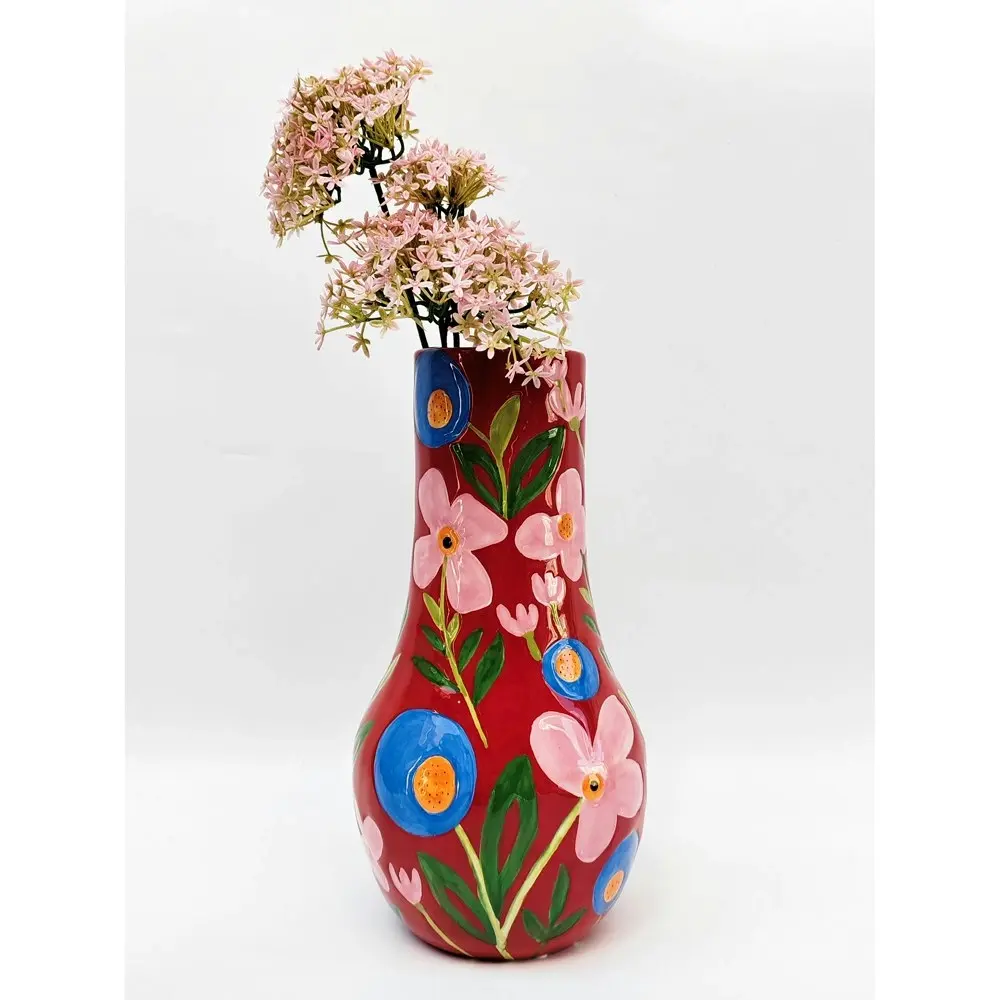 Urban Products Naive Floral Home Shelf Decor Decorative Flower Vase Red 34cm