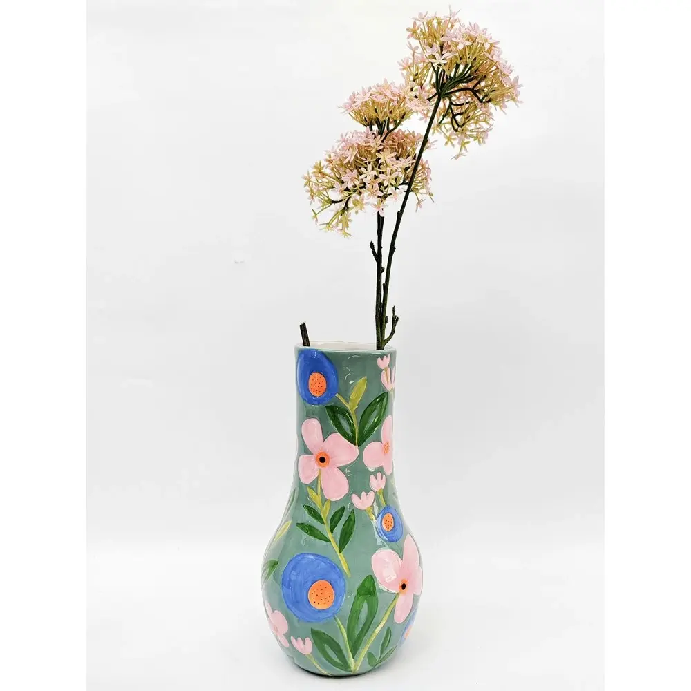 Urban Products Naive Floral Home Shelf Decor Decorative Flower Vase Sage 34cm