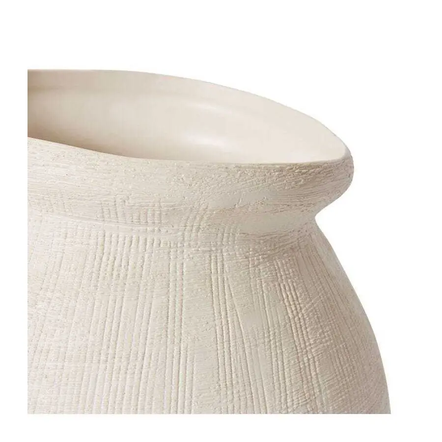 E Style 25cm Ceramic Wanda Plant/Flower Vase Tabletop Decor Hessian White