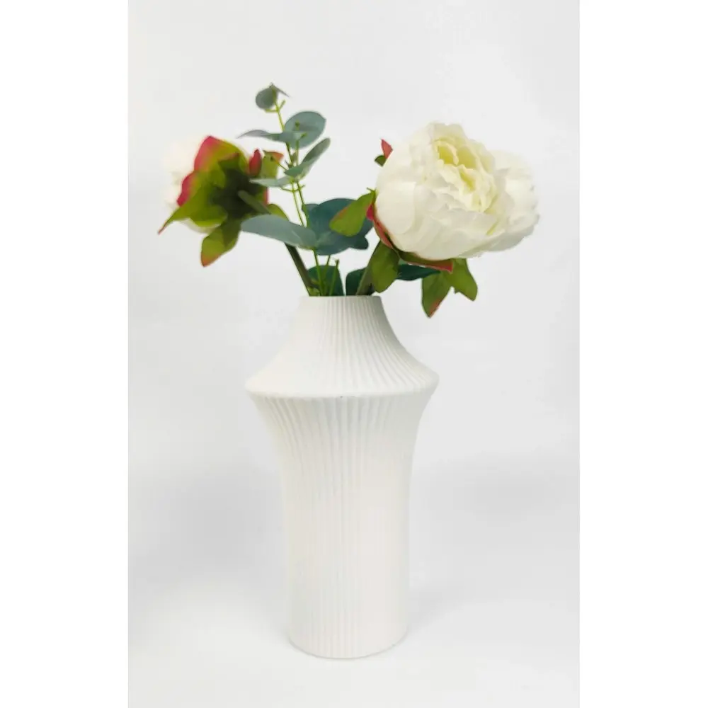 Urban Erina Ripple 22cm Ceramic Flower Vase Home Decor Display Table Pot White