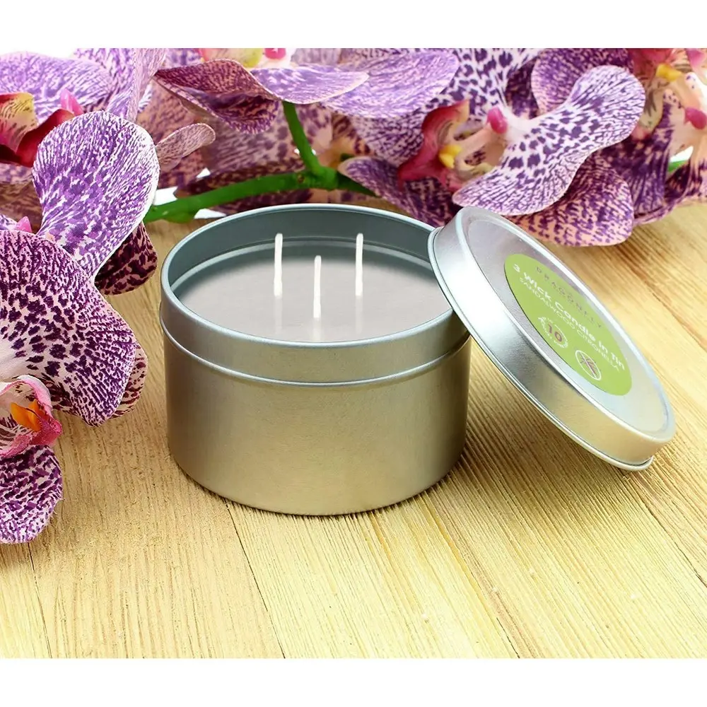 2x Dragonfly 3-Wick Sandalwood Citronella 14cm Wax Candle in Tin Home Fragrance