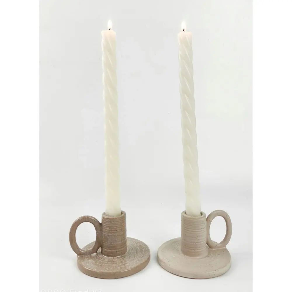 2x 2pc Urban 25cm Swirl Pillar Vanilla Scented Candle Home Fragrance Decor Cream