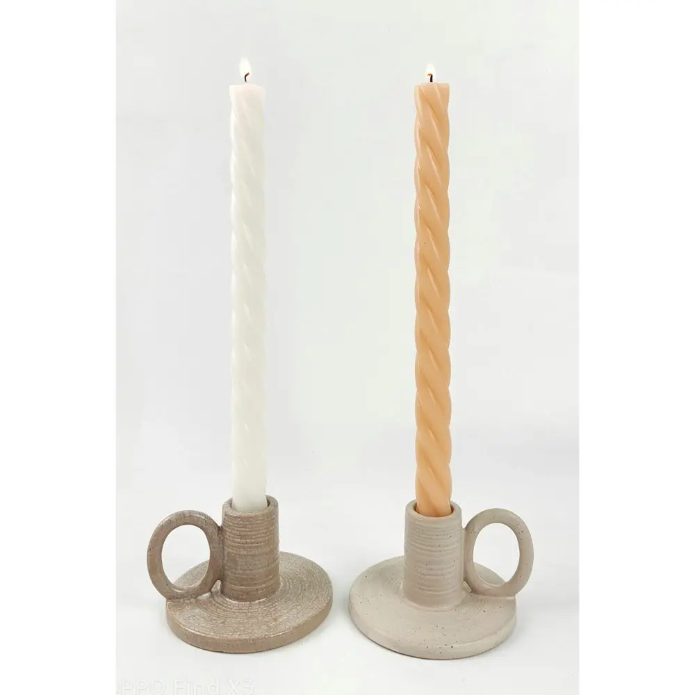 2x 2pc Urban 25cm Swirl Pillar Vanilla Scented Candle Home Fragrance Cream/Hone