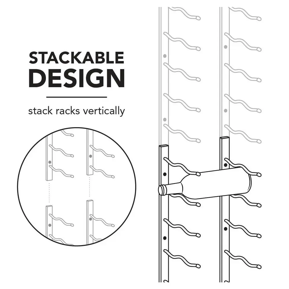 Final Touch 18-Bottle Wine Rack Wall Mounted Metal Storage Holder Display Black
