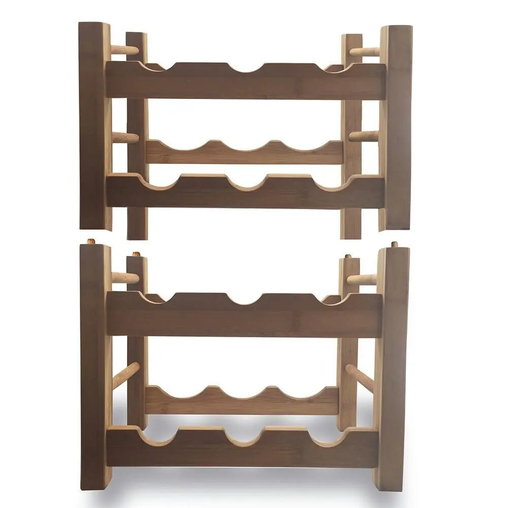 2PK Vin Bouquet 33cm Stackable Bamboo 6 Wine Bottles Wooden Racks/Holder/Stands