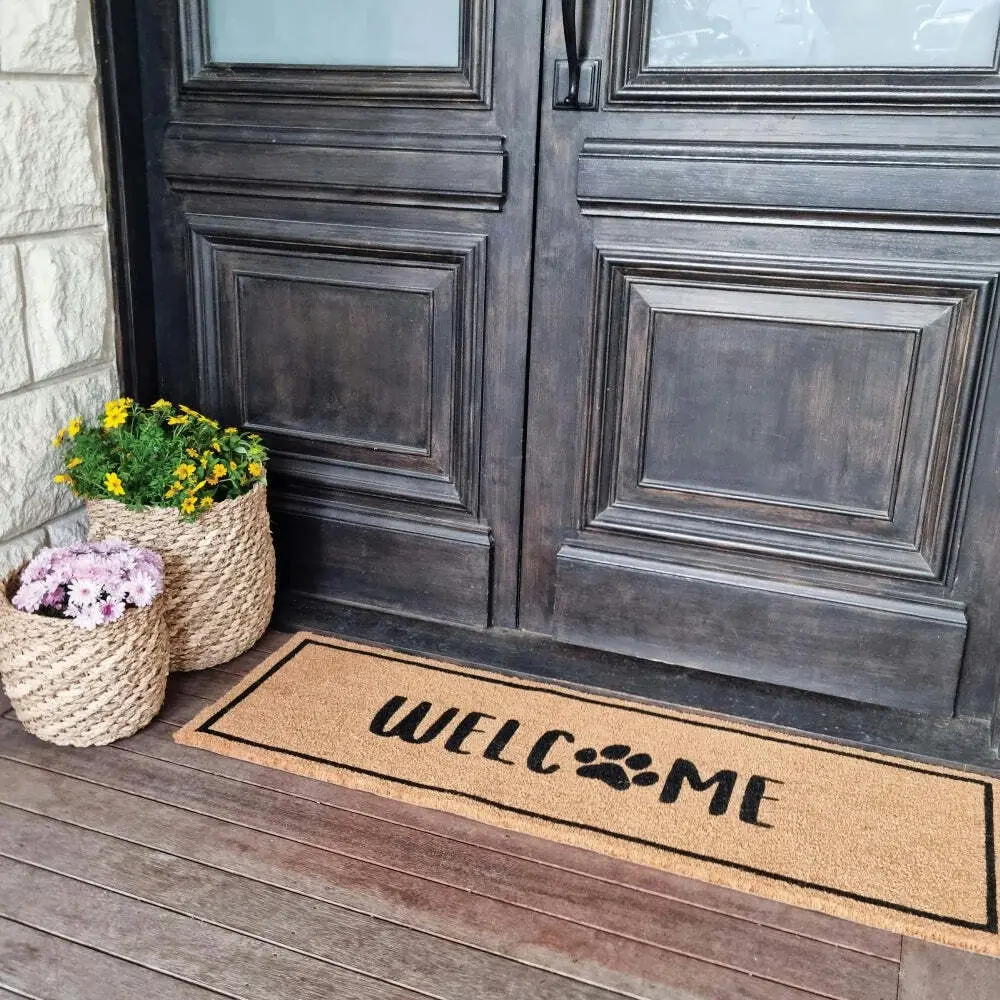 J.Elliot Home Paw Welcome 45x75cm Door Mat Floor Rug PVC Backed Coir Rectangle