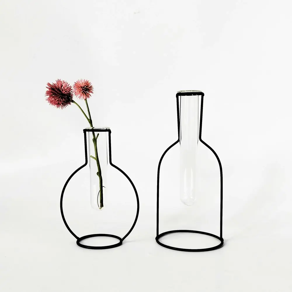 2x Urban Products Kinkora Bottle Frame Home Decor Glass Test Tube Vase Black