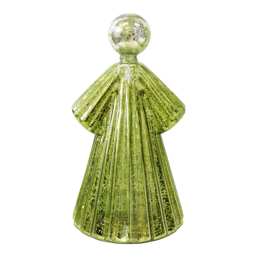 Glass 18.5cm Angel LED Candle Light Tabletop Display Home Room Desk Decor Moss