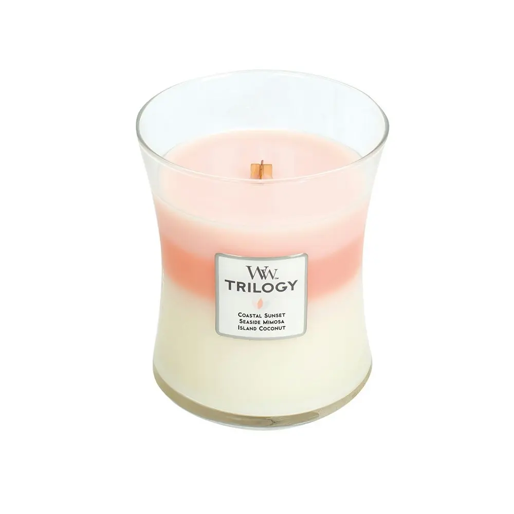 WoodWick Island Getaway Trilogy Scented Crafted Candle Glass Wax w/ Lid Medium