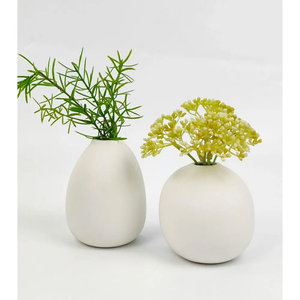 3x Urban Erina 7cm Mini Ceramic Flower Vase Sphere Home Decor Table Display WHT