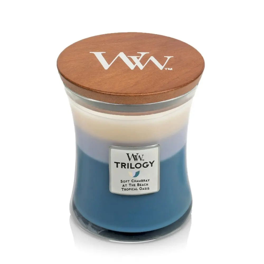 WoodWick 274g Scented Fragrance Soy Wax Candle Beachfront Cottage Trilogy Medium