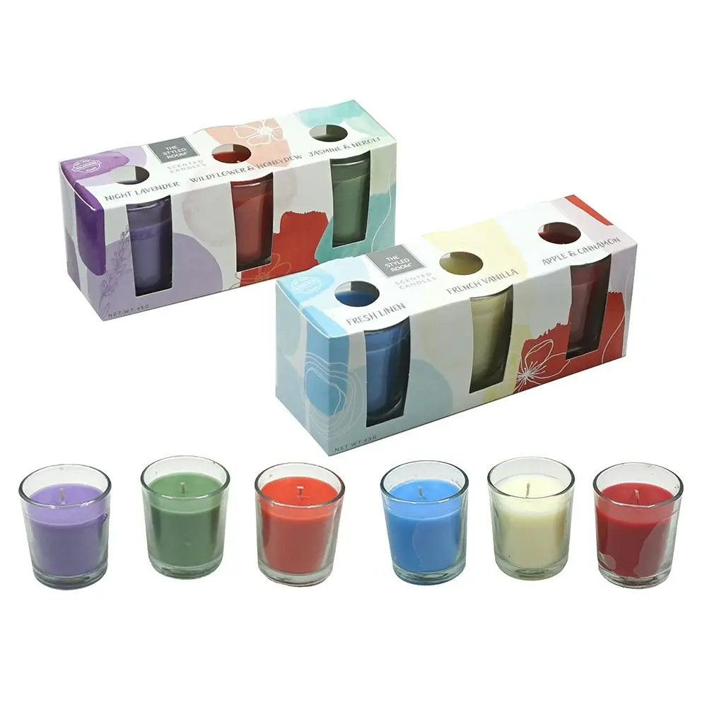 12pc The Styled Room Scented Home Living Decor Candles Shot Glass Asstd Colours