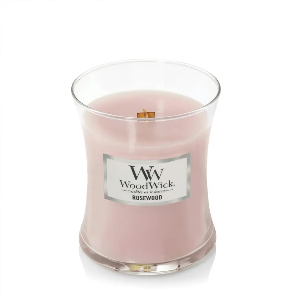 WoodWick 274g Scented Home Fragrance Soy Wax Candle w/ Lid Rosewood Medium Pink