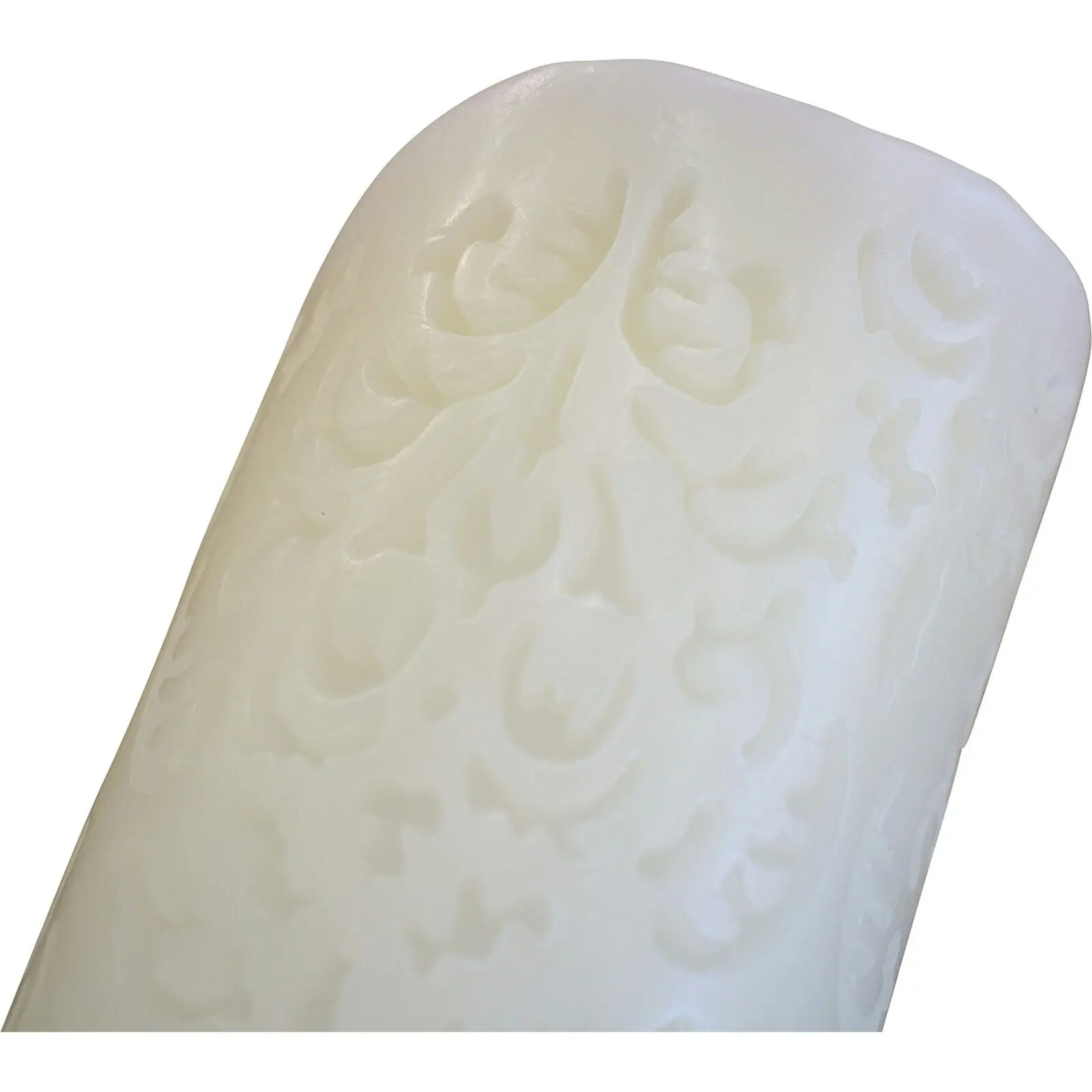 LVD Wax/Plastic Flameless LED Carved Pillar Candle Light Decor 16.5cm Med WHT