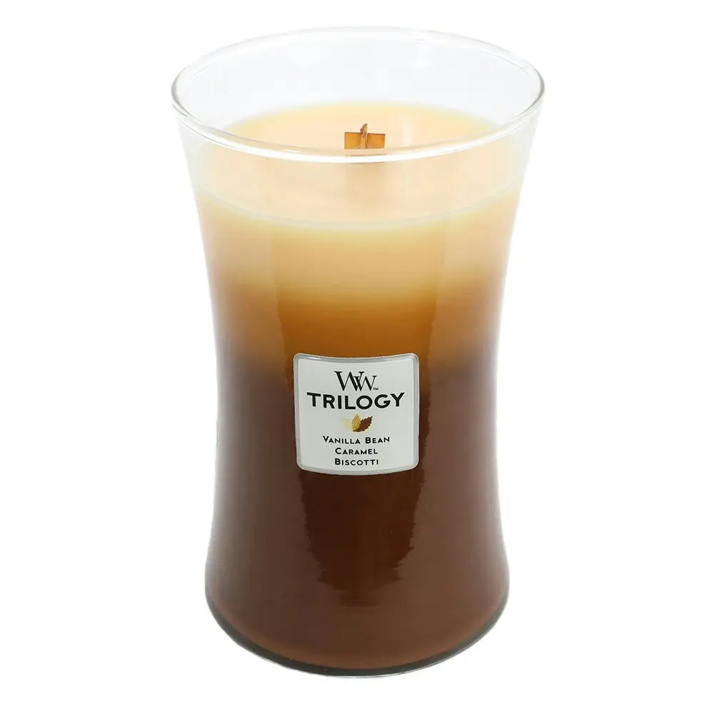 WoodWick Cafe Sweets Trilogy Scented Crafted Candle Glass Soy Wax w/ Lid Large