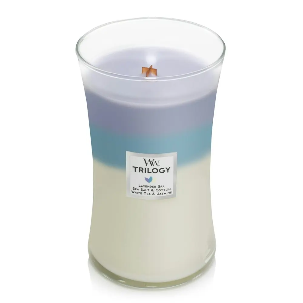 WoodWick Calming Retreat Trilogy Scented Crafted Candle Glass Wax w/ Lid Large