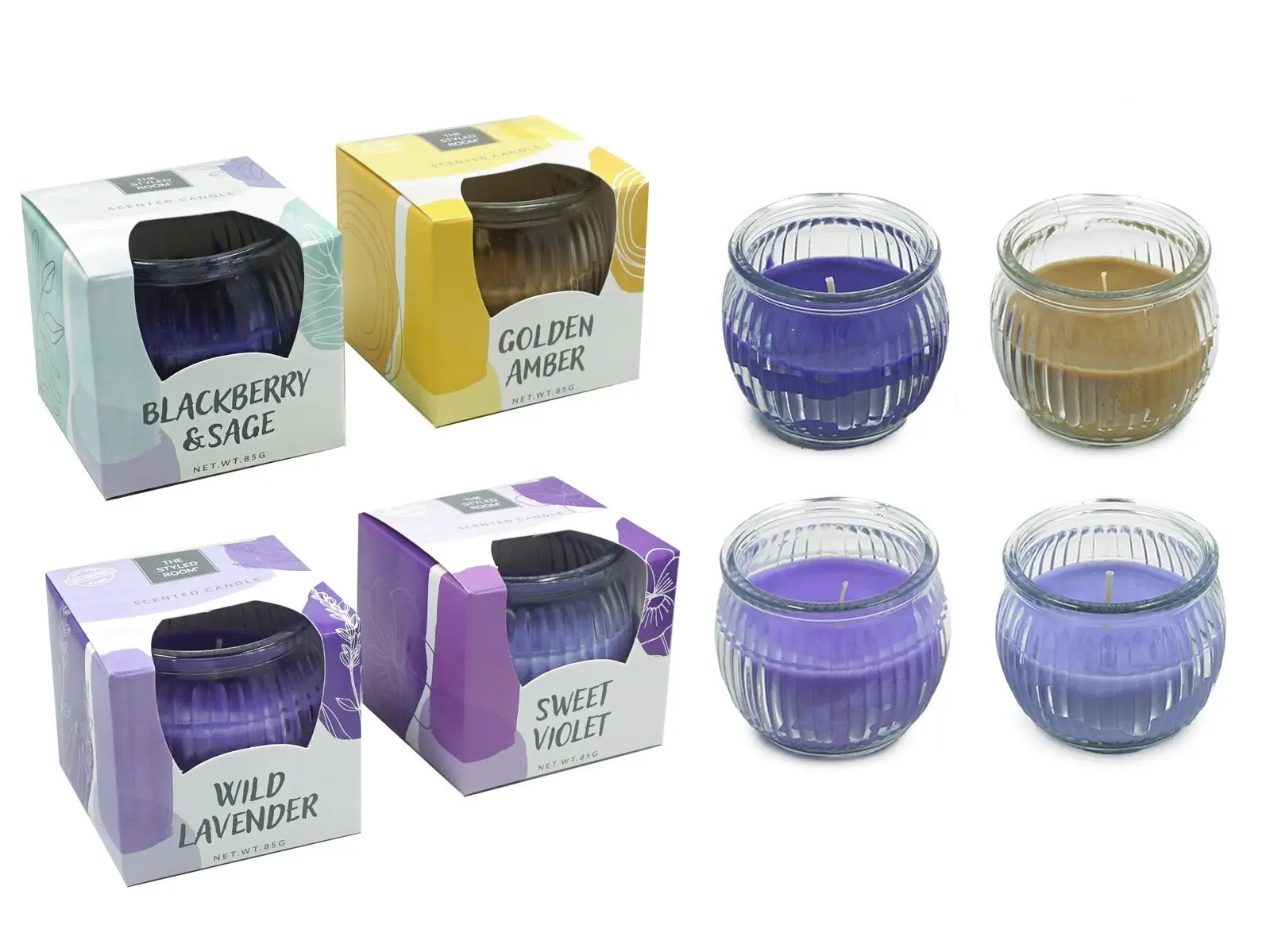 12x The Styled Room Scented Home Living Decor Candle 85 Grams Assorted Colours