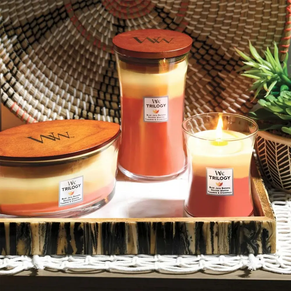 WoodWick 274g Scented Fragrance Soy Wax Candle Tropical Sunrise Trilogy Medium