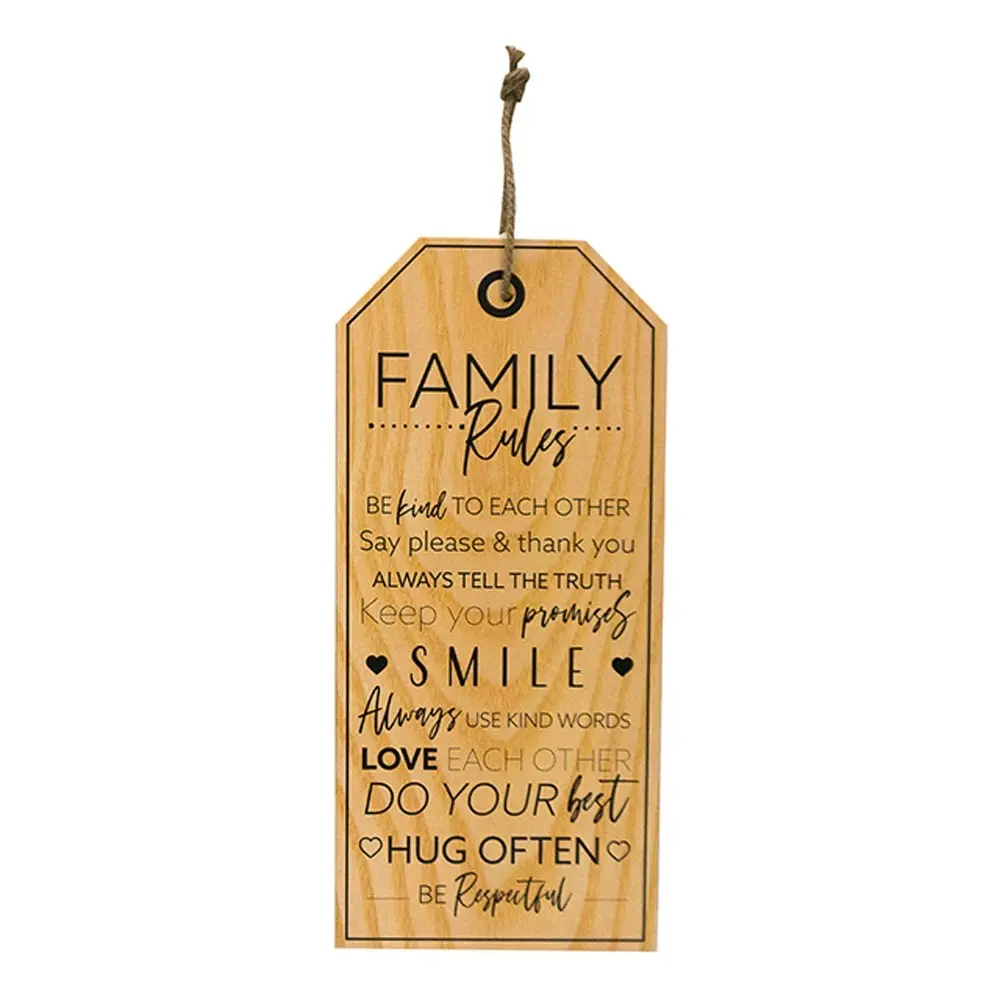 3x Unigift Family Rules 22x55cm Plaque Assorted Home/Lounge Decor Wall Art