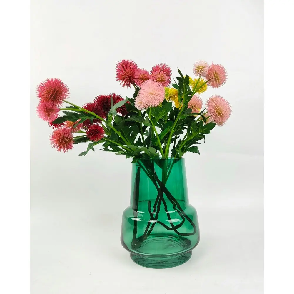 Urban Tommy Abstract 19cm Glass Flower Vase Home Decor Display Forrest Green