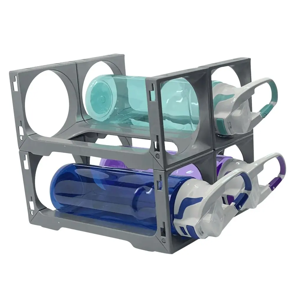 Stakrax 4-Bottle Collapsible Storage Fridge Rack Organiser/Bottle Holder Silver