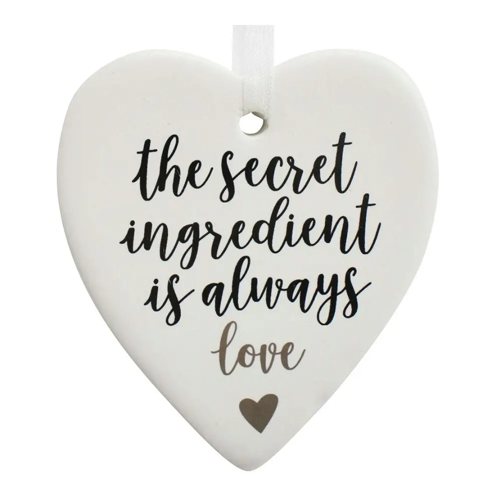 3x Ceramic Hanging 8x9cm Heart Secret Love w/Hanger Ornament Home Room Decor