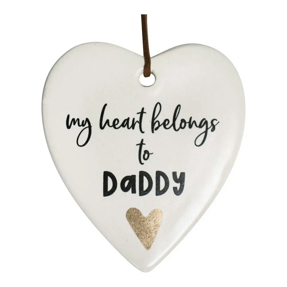 3x Ceramic Hanging 8x9cm Heart Daddy w/ Hanger Ornament Home/Office Room Decor