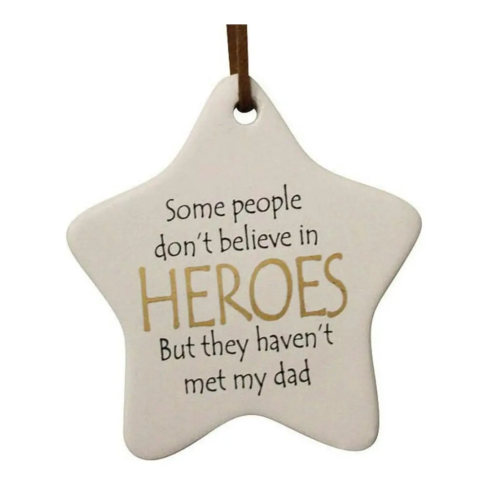 3x Ceramic Hanging 8x9cm Star Dad Hero w/ Hanger Ornament Home/Office Room Decor