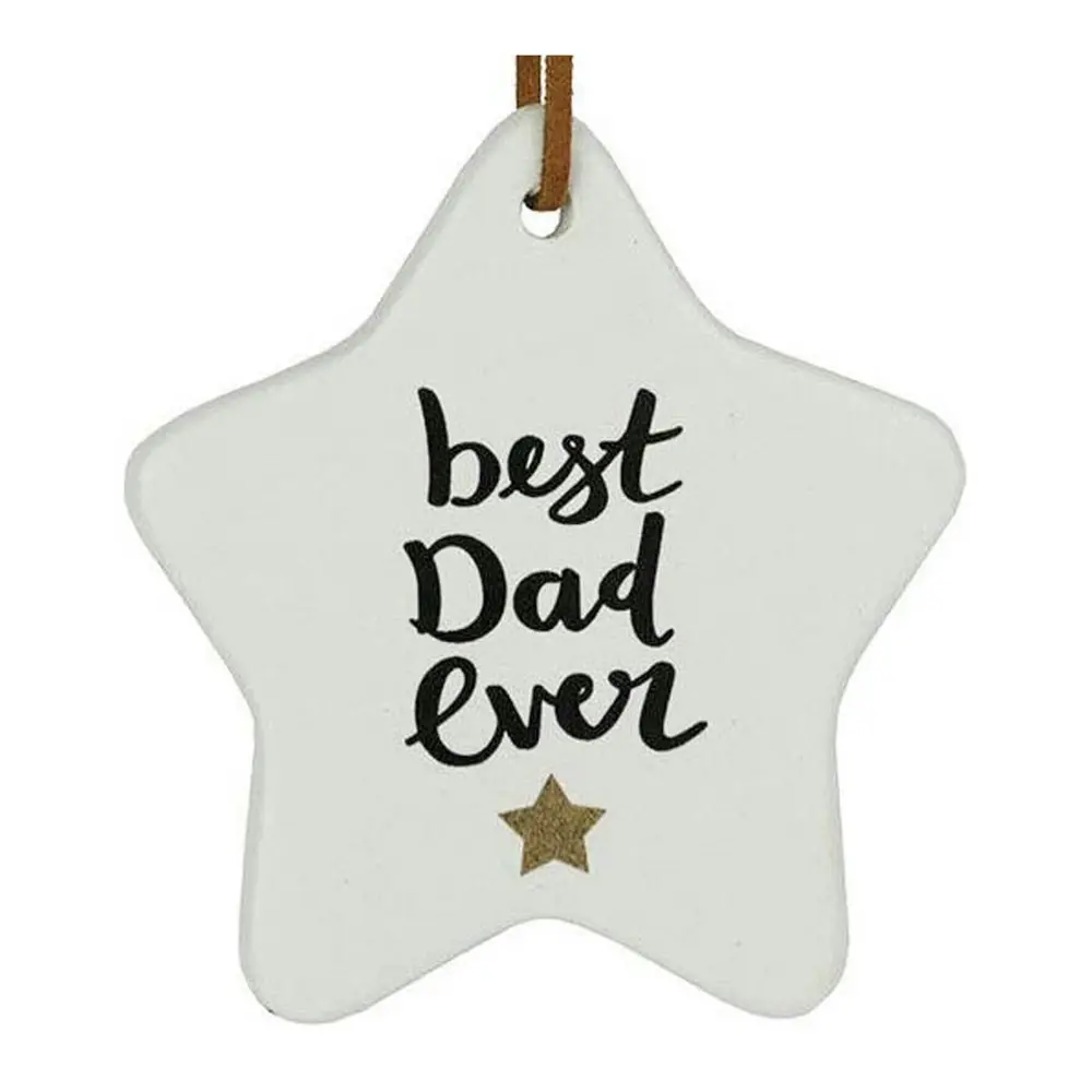 3x Ceramic Hanging 8x9cm Star Best Dad Ever w/ String Ornament Home/Office Decor