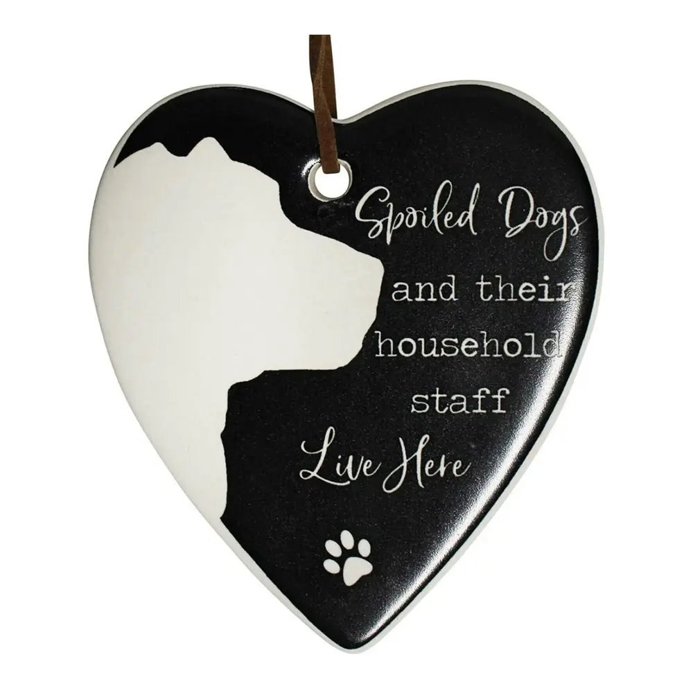 3x Ceramic Hanging 8x9cm Heart Spoiled Dogs w/ Hanger Ornament Home/Office Decor